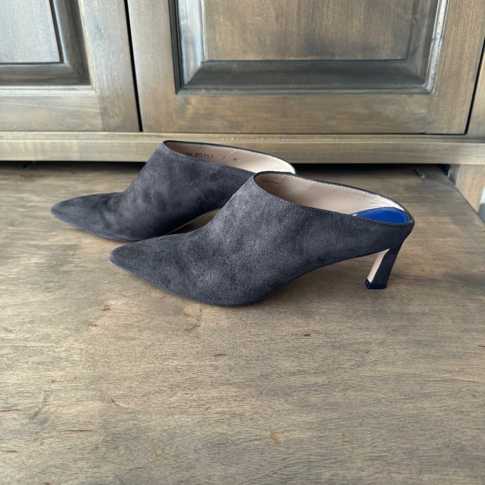 Stuart Weitzman Brown Suede Mules